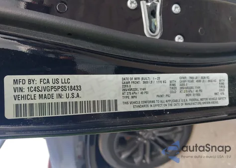 2023 Jeep Grand Wagoneer Series Iii Obsidian 4X4 from USA, damaged, VIN 1C4SJVGP5PS518433